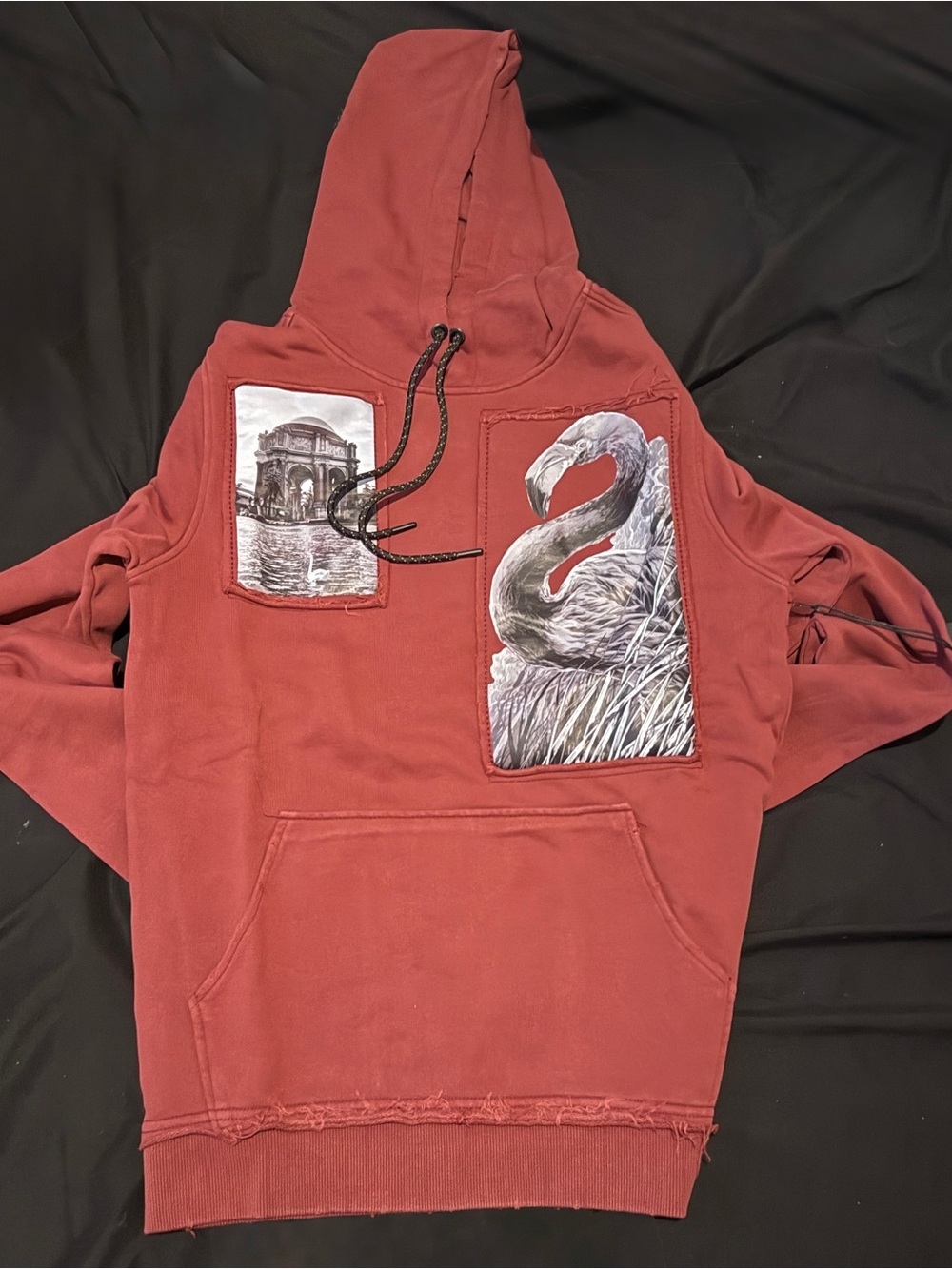 Men's Rust Red Graphic Hoodie Lightweight Shirt Jacket